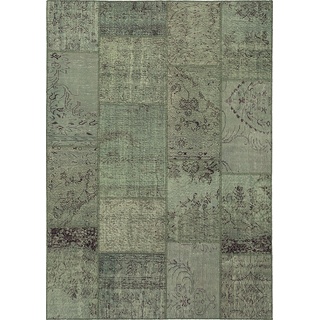 Vintage Teppich Patchwork 200 x 300 cm Mischgewebe Grün Hellgrün