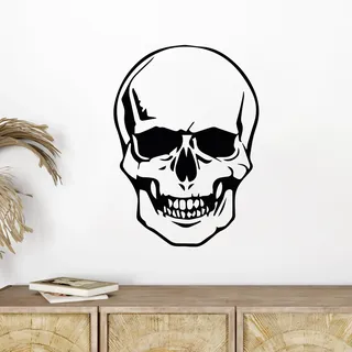 GRAZDesign Wandtattoo Schädel Totenkopf Skull Knochen Wandaufkleber für Jugendzimmer, Wohnzimmer - auf Wand, Schrank, Tür - 56x40cm / weiss