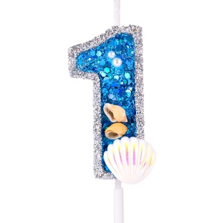 7,5 cm Geburtstagszahlen Kerzen, Blaue Zahlenkerzen für Torte Muschel-Pailletten-Zahlenkerzen für Geburtstag Kerzentortenaufsatz Glitzer-Zahlenkerzen für Jubiläum Themenparty (1)