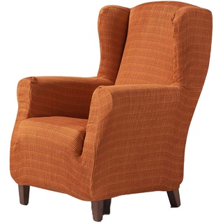 Zebra Textil - Vega Elastische Husse für Ohrensessel, Größe 1 Sitzer (Standard), Farbe Orange