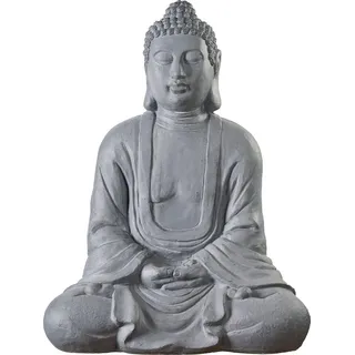 Wunderschöner Buddha 80 cm Garten Deko Figur Skulptur Feng Shui sitzend XB3001 XXXL - Grau