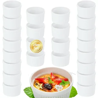 getgastro 24-er Set Souffle Förmchen Porzellan backofenfest 9 cm Ø - kleine Schälchen für Creme Brulee, Dessert, Muffin, Quiche, Ragout Fin – Ofenfestes Geschirr
