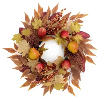 Famanu Herbstkranz 45,7 cm - Dekoration mit Granat, Beeren und Ahornblättern