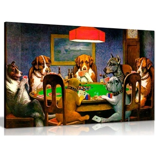 Drucken auf Leinwand Poker Hunde Spielkarten cm Coolidge Drucke Poster Wandkunst Bild Moderne Wohnkultur Leinwand Gemälde 70x100cm (27,6x39,4 Zoll) Kein Rahmen
