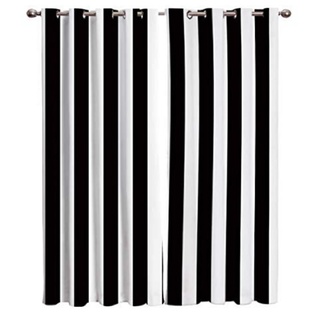HYFBH Gestreifte Fenstervorhänge, schwarz-weiße vertikale Streifenvorhänge, 3D-Eingangstrennwand, Schlafzimmertür, hängender Vorhang, Heimdekoration WxH/2x80x240cm blickdichte vorhänge