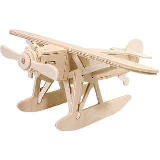 Pebaro 850/12 Holzbausatz Wasserflugzeug, 3D Puzzle, Modellbausatz, Basteln mit Holz, Holzpuzzle, vorgestanzte Holzplatte, inkl. Schmirgelpapier, ausbrechen, zusammenstecken, fertig, Geschenkidee