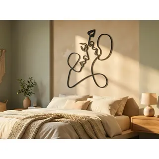 VAILLA Wandbild Gesichter Holz 3D – Wanddeko Wohnzimmer Schlafzimmer Büro | MDF Sperrholz, Lasergeschnitten, Frauengesicht Portrait, 5 Größen, Schwarz Silber, personalisierbar, Eingang Büro Esszimmer