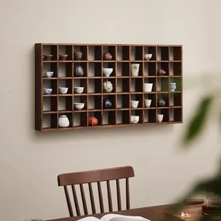 Blazea Tassenregal Wandmontiertes Kaffeetassenregal, Großer Teetassen-Organizer, Holzregal, Dekoratives Vintage-Regal, Kaffeetassen-Kollektion(3x3 9 Slots)