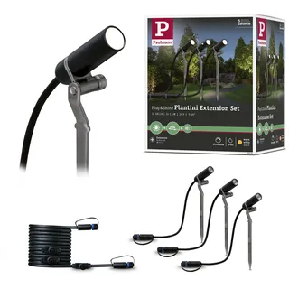 Paulmann 94156 Plug & Shine Spot Plantini Ergänzungs-Set 3000K 24V Anthrazit Alu 94156 Aussenleuchte Spotbeleuchtung Gartenbeleuchtung