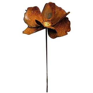 itsisa ® Gartenstecker Mohn mit Gold im Rost Design, Rostfigur für den Garten, Gartendeko, Metalldeko