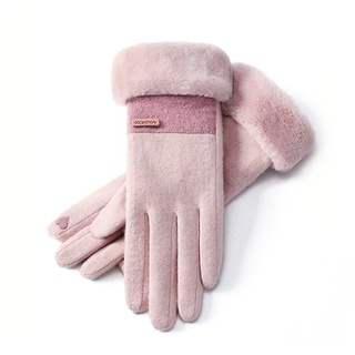 ManKle Fahrradhandschuhe Damen Wolle Touchscreen Handschuhe Winterhandschuhe für Outdoor Sport rosa