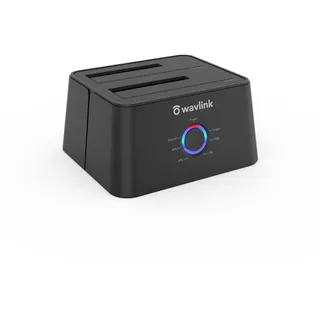 WAVLINK Dual Bay SATA zu USB3.0 / USB C Externe Festplatten Docking Station für 2,5 oder 3,5-Zoll-HDD, SSD mit Festplatten Kopierer/Klone-Funktion- Schwarz
