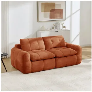 ANYSUN 2-Sitzer modular kombinierbar Polstersofa Chaiselongue Mehrfarbig, Ecksofa, 32D hochdichter Schaumstoff, Chenille Schlafsofa, tiefe Sitzfläche,minimalistisch,für Wohnung, Wohnzimmer & Schlafzimmer orange
