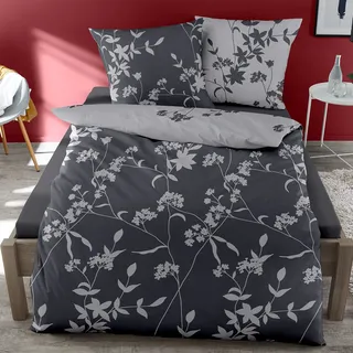 panoptikum24 by Dormisette Biber Fein-Biber Bettwäsche mit Reißverschluss 100 % Baumwolle 135x200 (1022 zinn rubin)