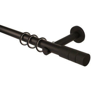Gardinenstange Metall Schwarz 25 mm Endstück Jolly Wandmontage, iso-design, Ø 25 mm, 1-läufig, Fixmaß, Metall schwarz Ø 25 mm x 200 cm