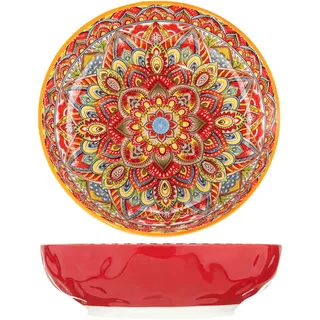Große Servierschalen im Boho-Stil, 26,7 cm, Obstsalatschüsseln, dekorative Servierschalen für Unterhaltung, 2,3 l Pastaschüsseln, Set mit 2 Stück, lebendige bunte Suppenschalen für Party,