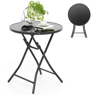 Gartentisch Bistrotisch Stehtisch klappbar aus Glas rund Ø 59 cm