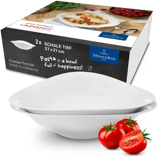 Villeroy & Boch 2er Set Vapiano Pastaschalen - Weiße Pastateller Porzellan