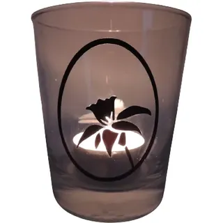 Teelicht Glas Windlicht print "Lilie" schwarz Ostern Handmade Unikat Dekoration