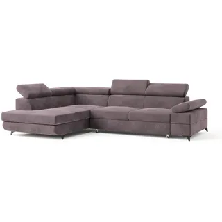 Masseno Ecksofa, Lila, Holz, 4-Sitzer, L-Form,L-Form, 257x190 cm, Wohnzimmer, Sofas & Couches, Wohnlandschaften, Ecksofas