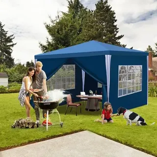 Pavillon Wasserdicht – Terrassenpavillon mit Verbolzung, perfektes Gartenzelt für Partys Blau 3x3m