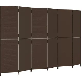 vidaXL Paravent 6-tlg. Braun Poly Rattan