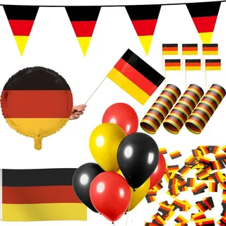 Deutschland Party Deko Set 353 tlg. Partyset Partydeko schwarz rot gold Fussball EM WM
