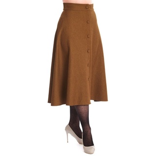Banned A-Linien-Rock Book Worm Khaki Retro Vintage Swing Skirt braun XXL