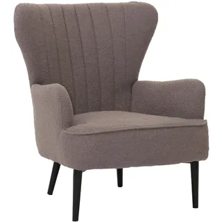 Mendler Lounge-Sessel HWC-K37 Bouclé 75 x 80 x 75 cm hellgrau mit Kissen