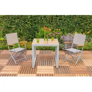 Merxx Naxos Balkonset 3-tlg. Tisch 120 x 70 cm grau