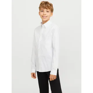 Jack & Jones Junior "JJEAXEL elastisch und einfach kombinierbar", Jungen, Gr. 152, N-Gr, weiß, Web, Obermaterial: 97% Baumwolle, 3% Elasthan, unifarben, regular fit Po-bedeckend, 2-Knopf-Manschette, Hemden, unifarben, modisch, regular fit, Web, Hemdkragen