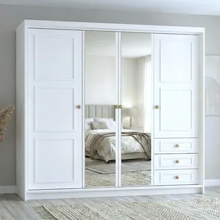 A&J MöbelLand Drehtürenschrank OSLO 200 x 215 x 59,5 cm Weiß