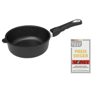 AMT Gastroguss Bratpfanne, 20 cm Ø, 7 cm hoch, Schmorpfanne, fester Stiel, induktionsgeeignet, Lotan® Antihaft-Veredelung, Gusspfanne (Aluguss), AMZN-I-720