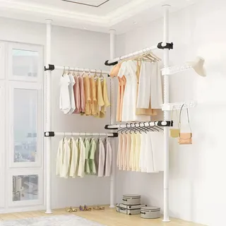 Teleskopstange Kleiderständer Garderobenständer Teleskop Garderoben System Verstellbares Regalsystem für den Heim- und Bekleidungsgeschäft, B (78-125) x H (110-310) cm