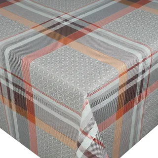 Wachstuch Wachstischdecke Tischdecke Robust Kariert Orange Beige Breite & Länge wählbar 80 x 120 cm Eckig abwaschbar