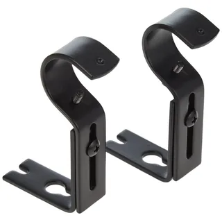 Amazon Basics Gardinenstangen Halterung Metall, Vorhangstange Wandhalterung Verstellbar 7-11 cm, für Stangen bis 25 mm, 2er-Set, Schwarz