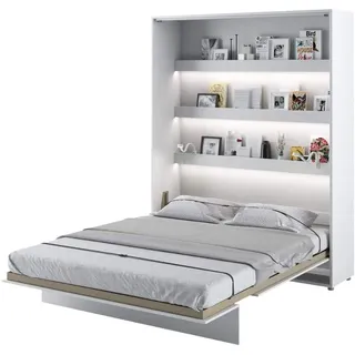 Schrankbett Bed Concept, Wandklappbett mit Lattenrost, V-Bett, Wandbett Bettschrank Schrank mit integriertem Klappbett Funktionsbett (BC-12, 160 x 200 cm, Weiß/Weiß, Vertical)