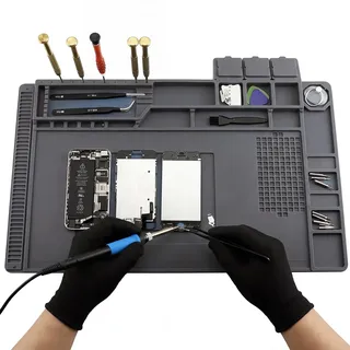 Lötmatte Silikon 500°C Hitzebeständige, 45 x 30 cm Antistatik Matte Verdickte Magnetmatte, Magnetische Reparatur Matte, Soldering Mat Arbeitsmatte Werkstatt für Elektronik Löten Telefon iPad Uhren