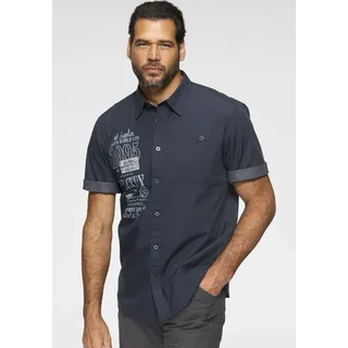 Kurzarmhemd MAN'S WORLD, Herren, Gr. 5XL (51/52), N-Gr, blau (dunkelblau), Obermaterial: 100% Baumwolle, bedruckt, unifarben, bequem, abgestepptes Bündchen, Hemden, mit Print, Topseller