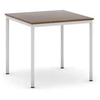 Esstisch BASIC, 80x80 cm, graues Metallgestell, Nussbaum