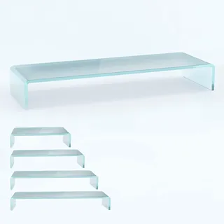 bijon TV Aufsatz Glas Bildschirm-Erhöhung | PC Monitor-Erhöhung, Schreibtisch-Aufsatz für Laptop | (B/T/H) 1000x300x130mm - Satin