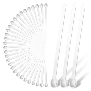 Prasacco 32 Stück Teelöffel, Mini Plastiklöffel Messlöffel 150mg Mikro Dosierlöffel Mikroschaufel für Labor Gläser Kosmetik Gewürze Pulver (Weiß)