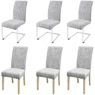 Stuhlhussen für Esszimmerstühle, Stuhlhussen Universal Stretch Kurzflor Stuhlhusse Schwingstuhl Elastische Abnehmbare Jacquard Stuhlbezug Waschbarer Hussen für Stühle Esszimmer Bankett (Grau 6)