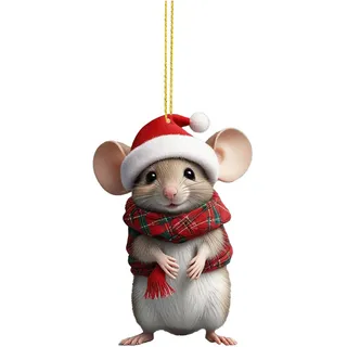 Weihnachtsmäuse Deko Acryl Weihnachtsschmuck Mäuse Weihnachtsdeko Christmas Decorations Mäuse Weihnachten Baumschmuck Weihnachtsdekoration für Zuhause, Auto Lustige Weihnachtsbaum Dekoration