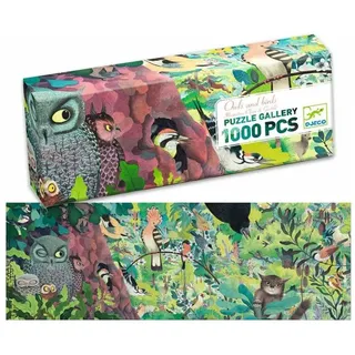 DJECO Puzzle Eulen und Vögel Panoramapuzzle 1000 Teile, Puzzleteile
