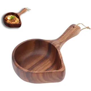 Salatschüssel aus Holz, Rustikale Holzschale Mit Griff, Obstschale, Salatschüsseln, Rührschüssel, Servierschüssel Für Speisen, Instant-Nudelschüssel Für Die Küche zu Hause