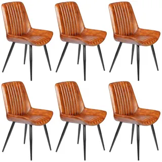 Casa Moro Polsterstuhl Stuhl Esszimmer Leder Braun Industrial Chic (Echtleder Konferenzstuhl auch als 2er, 4er & 6er Set), Polsterstuhl Lederstuhl Esszimmerstuhl braun