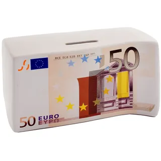 alles-meine.de GmbH große Spardose - Geldscheine - Bündel mit 50 Euro - Scheine - aus Porzellan/Keramik - stabile Sparbüchse/Sparschwein - Geldschein - für Kinder & Erwac..