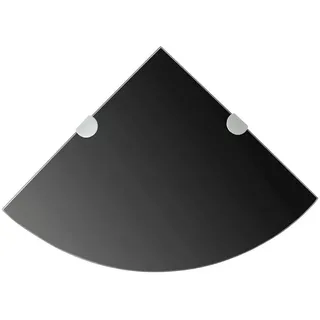 furnicato Wandregal Wand-Eckregal Schwarz 35 x 35 cm aus Hartglas, 2-tlg., Belastbare Glasecke mit 15 kg Tragkraft für Bad und Wohnzimmer schwarz 35 cm x 0.8 cm