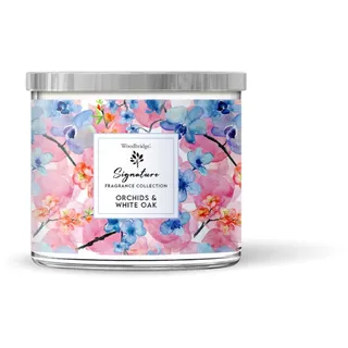 Woodbridge Duftkerze im Glas mit Deckel | Orchids & White Oak | Duftkerze Floral | Kerzen 3 Docht | Kerzen lange Brenndauer (40h) | Geschenk für Frauen